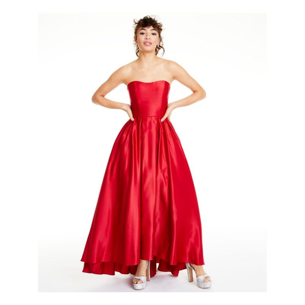 B&A  BY BETSY & ADAM Womens Red Hi-low Formal Fit + Flare Dress Petites 10P